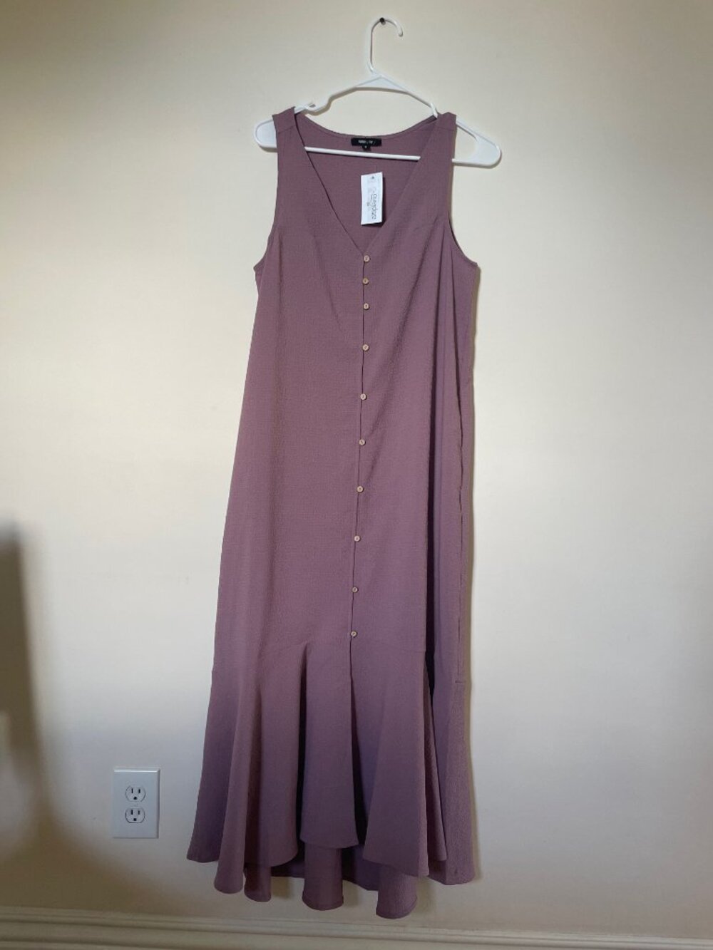 Mauve Button Front Maxi Dress